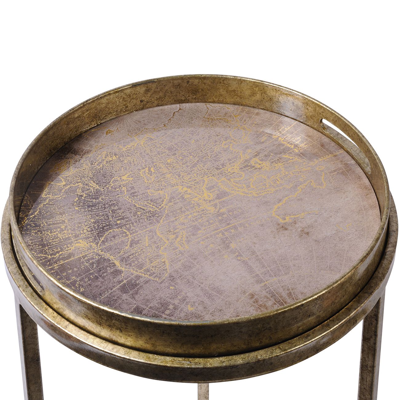 Set of 2 Vienna Antique Gold Atlas Side Tables